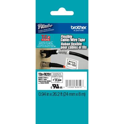 Blk on Wht 1"(w) Flexible TZ tape - Yield 26.2' for all TZ machines that take up to 1"(W) tape.